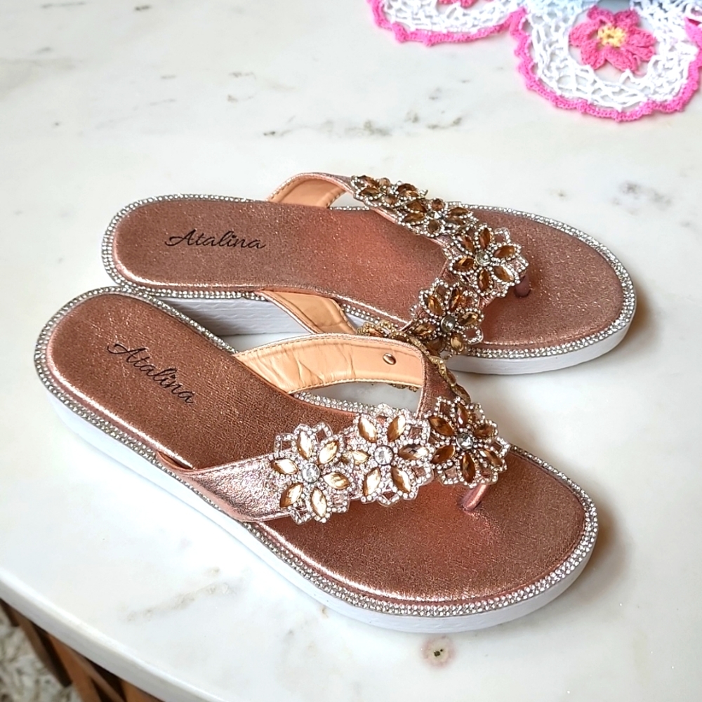 NWT Verano Rio comfort pink daisy blingy sandals size 8 - Picture 3 of 14